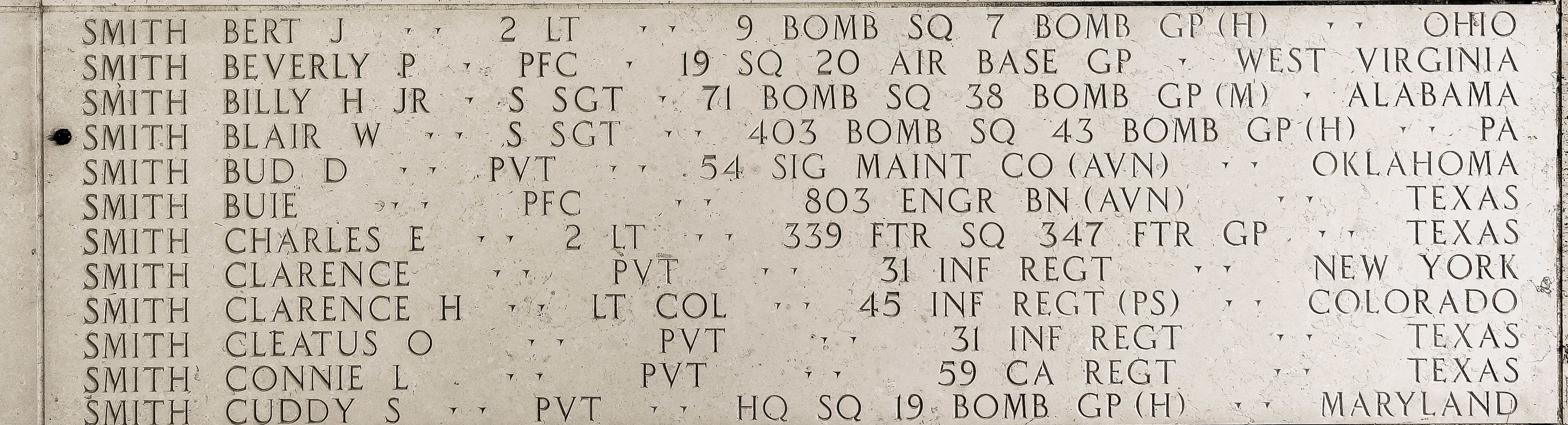 Charles E. Smith, Second Lieutenant